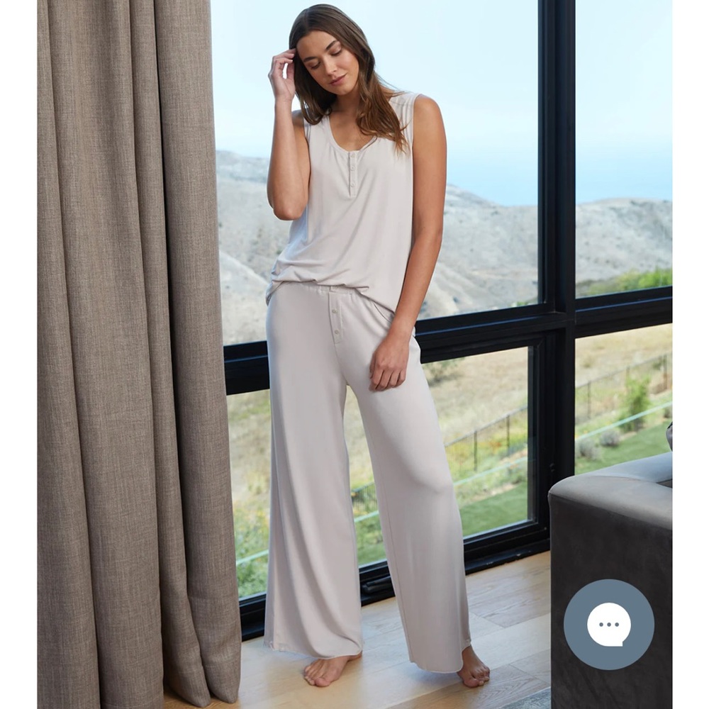 Sleeveless Cream Lounge Pajama Set - Relaxed Wide-Leg Sleepwear